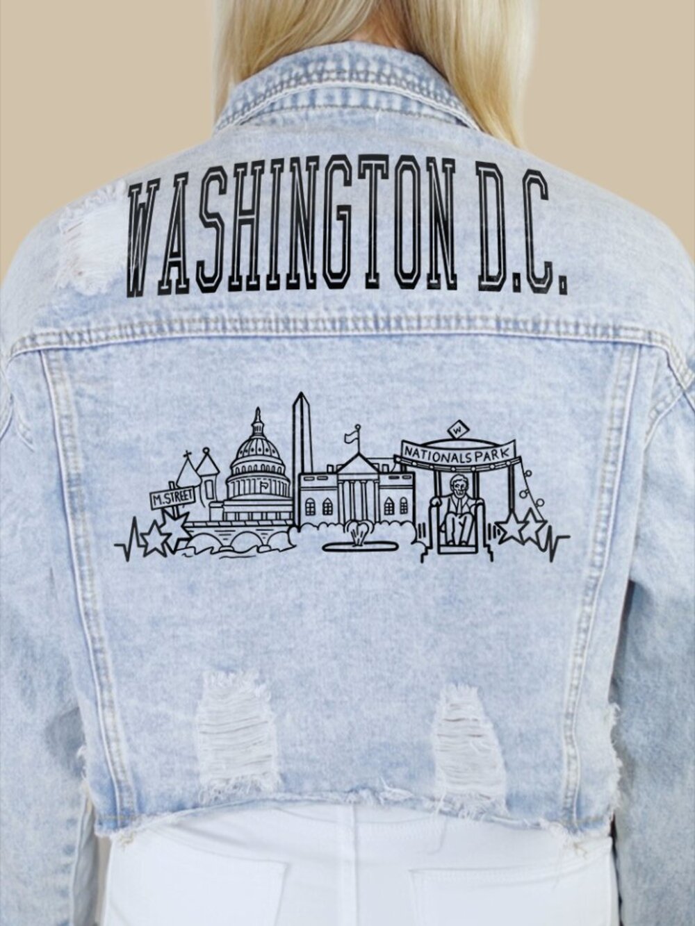Washington DC City Skyline Denim Jacket